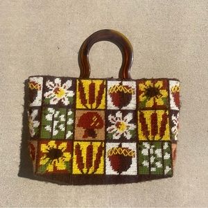 Vintage handmade 70s cross stitch purse.
